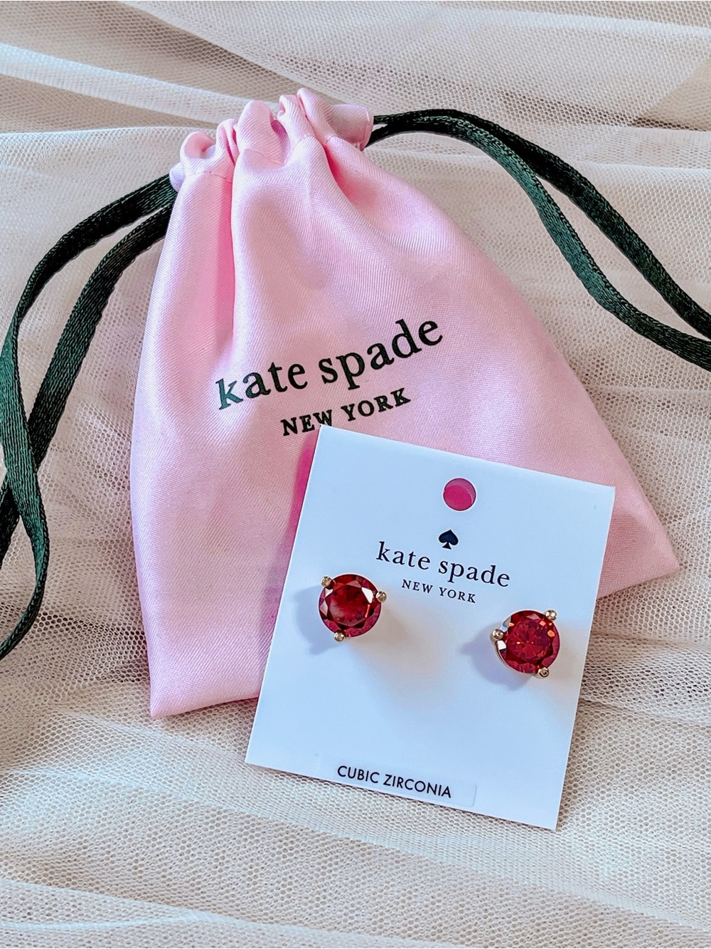 Kate Spade Garnet Cubic Zirconia Stud Earrings